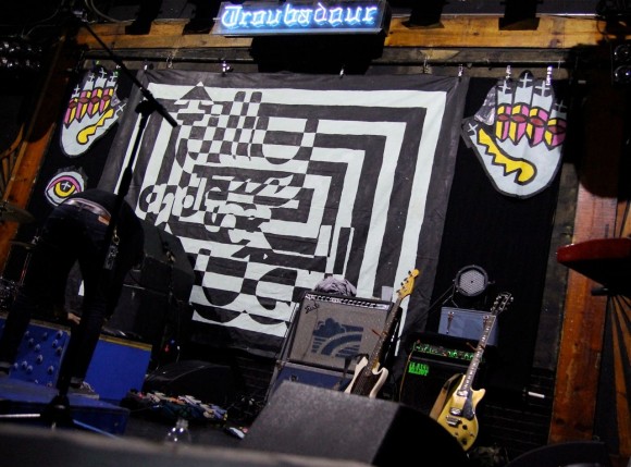 Tilly and the Wall stage artwork at the Troubadour (Photo by Faye Duhamel)