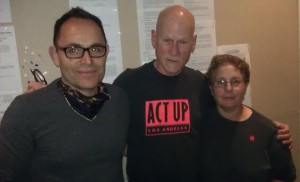 From left to right, xxx, ACT UP member JT Anderson and Helene Schpack (Photo by James Mills).