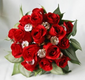 red roses wedding bouquet