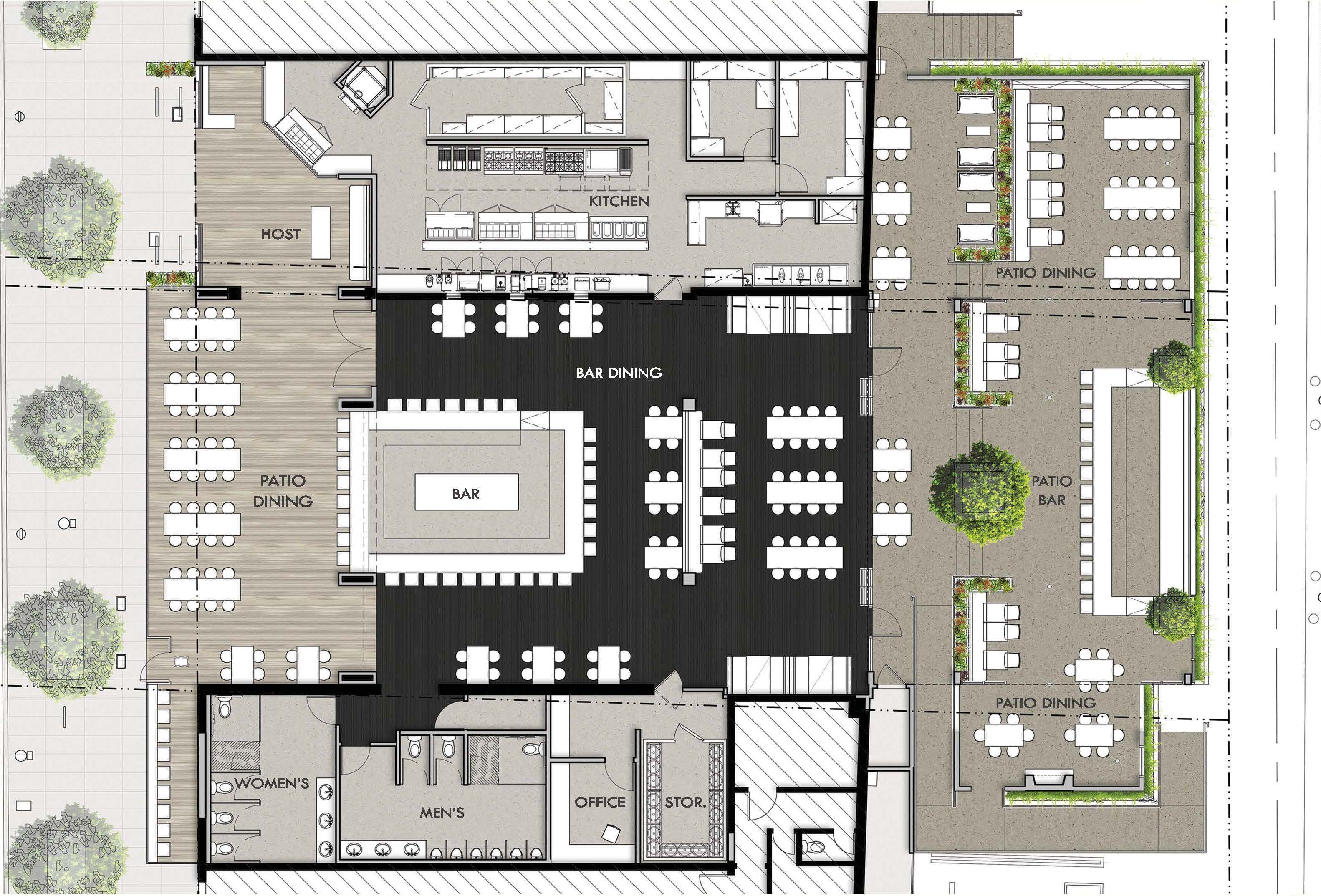 Cooleys floor plan, with Santa Monica Boulevard on left