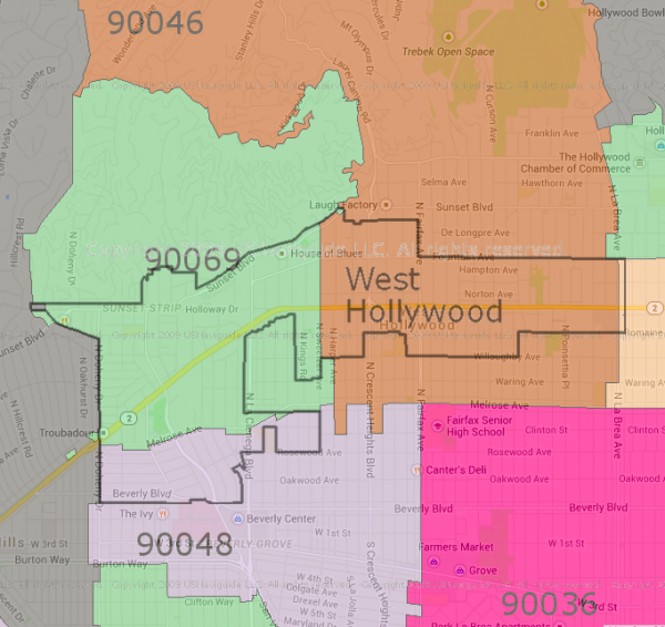 West Hollywood Zip Zones