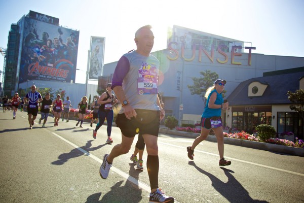 Runners on Sunset Boulevard in the Sunset Strip Half-Marathon. (Photo courtesy of RaceForce).