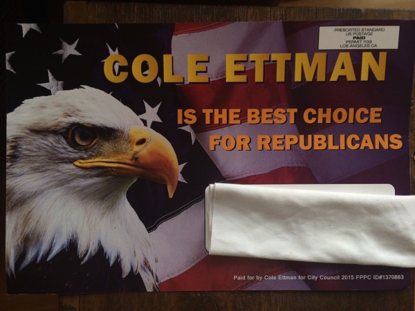 A campaign mailing seeming to offer a Republican endorsement of Cole Ettman.