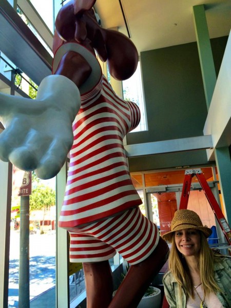 Alison Martino with Bullwinkle in West Hollywood's City Hall lobby
