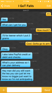Screenshot of conversation with Grindr user.