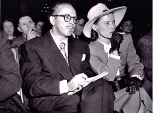 Dalton Trumbo with wife Cleo listen as he is cited for contempt of Congress. (Photo credit: Way Too Famous)