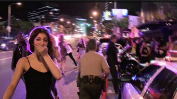 Patrons fleeing WeHo's 1Oak after the Suge Knight shooting.