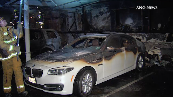 Car burned in fire at xxx n. Hayworth Ave. (Photo by ANG.NEWS)