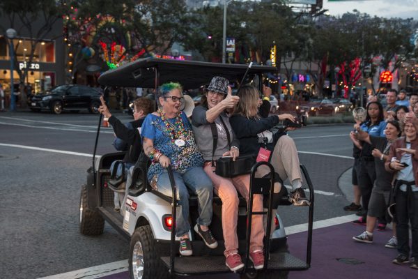 Women heading down Santa Monica Boulevard for LA Pride's annual Dyke March and Rally (Photo by Derek Wear of Unikorn Photography)