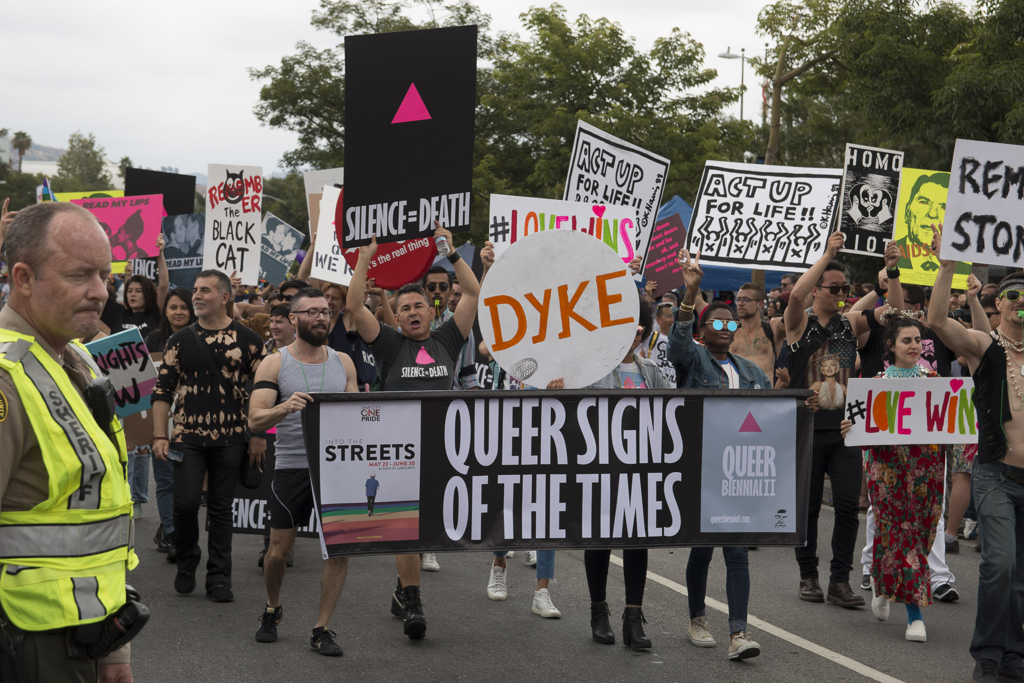 Marchers for Queer Biennial, an art exhibit that opens June 28 in Los Angeles. (Photo by Derek Wear of Unikorn Photography)