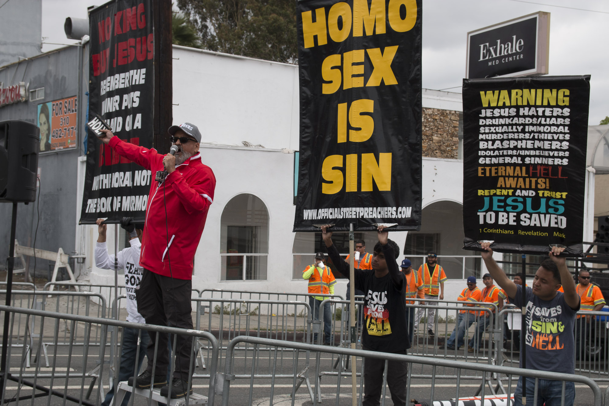 The usual anti-gay crowd at LA Pride. (Photo by Derek Wear of Unikorn Photography)