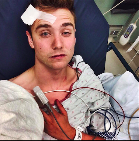 A photo of himself posted on Facebook by Calum McSwiggan who was taken to the hospital after trying to harm himself.