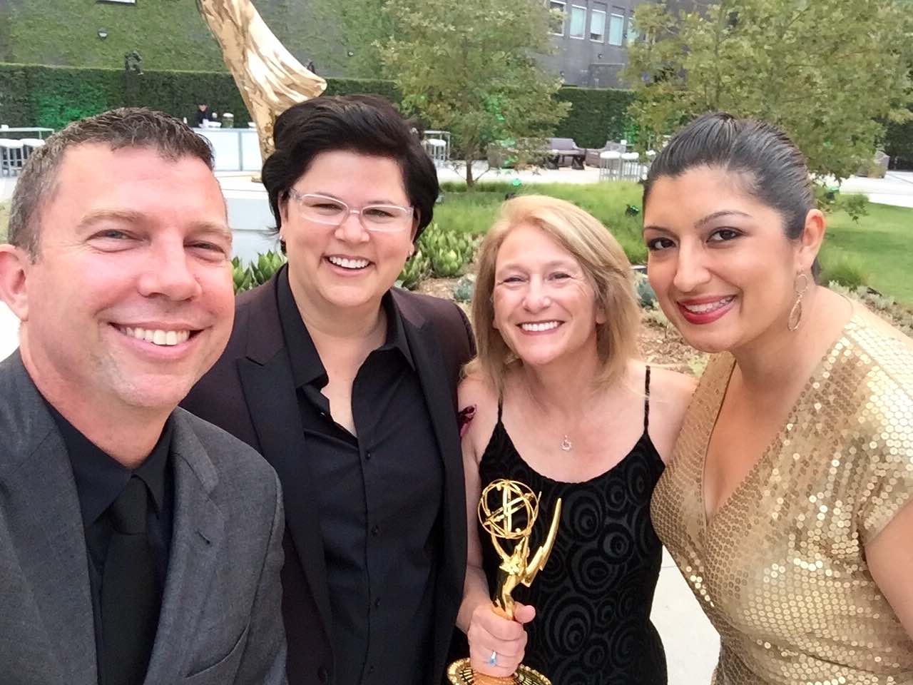 Emmy Award recipients, left to right: Public Information Officer Joshua Schare, Director of Communications Lisa Marie Belsanti, Mayor Lauren Meister and Assistant to the City Manager Janet Jimenez.