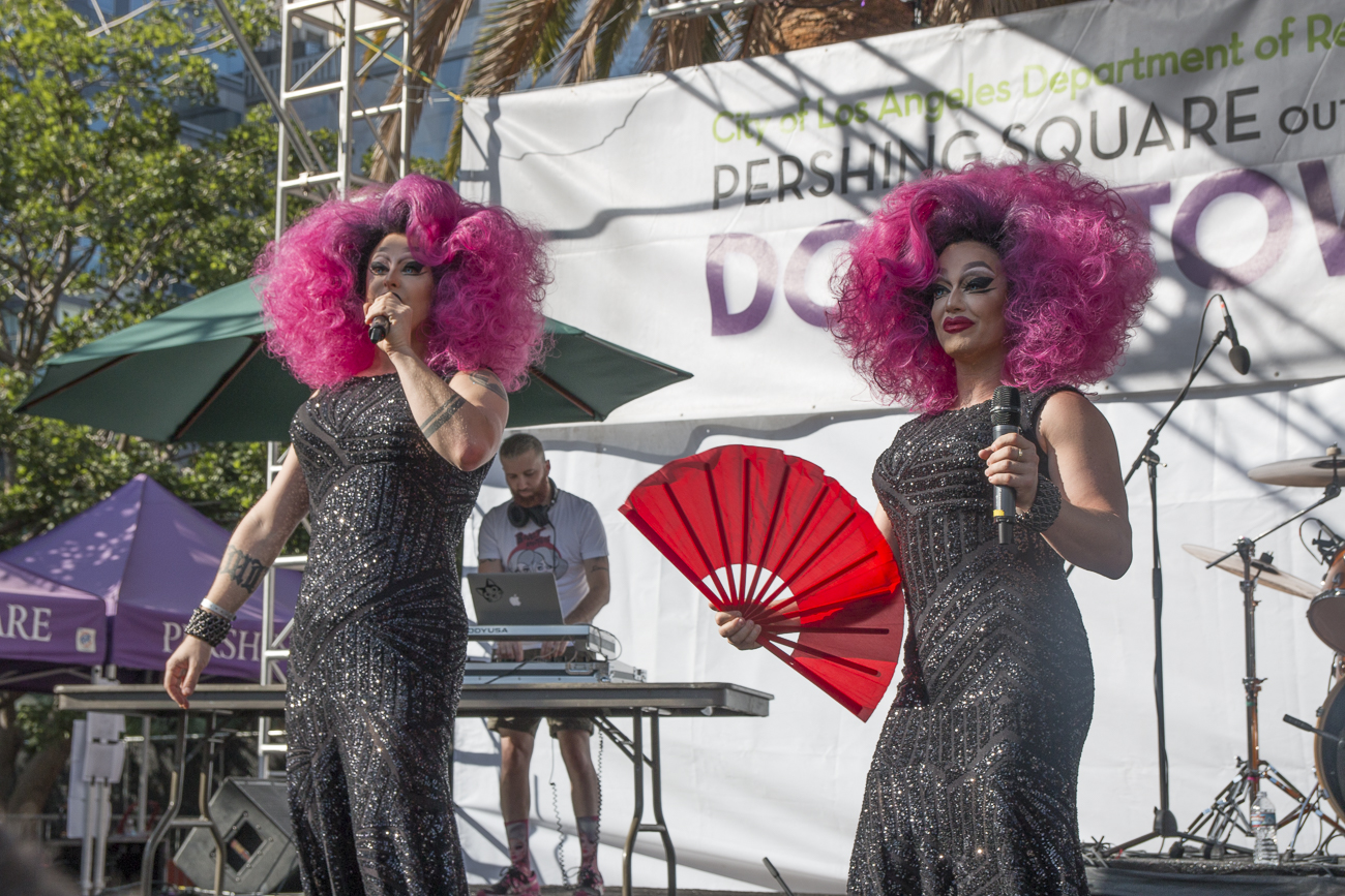 The Boulet Brothers on stage at DTLA Proud (Photo by Derek Wanker)