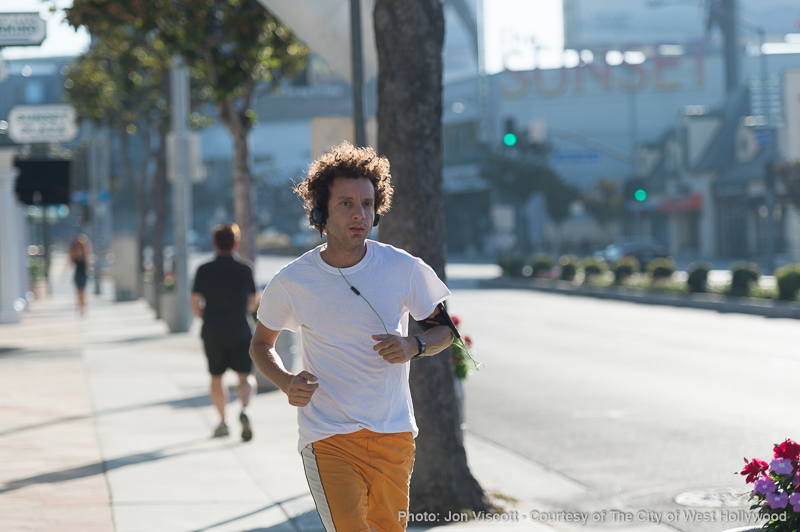 Manuel Lima starts his day with a run down Sunset Boulevard. (Photo by Jon Viscott, courtesy of the City of West Hollywood).