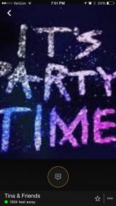 Screen shot of a local Grindr profile promoting "partying."