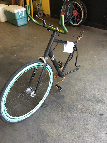 A heavily repainted bike with parts missing. Note the Cole brand name.