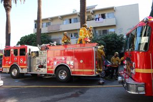 Firefighters at 7530 Hampton Ave. in West Hollywood. (Photo by Jim Garrecht / ANG News)